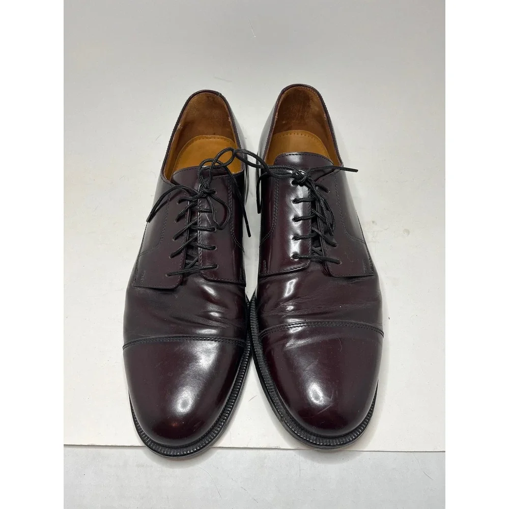 Cole Haan Men's Oxford Dress Shoes 11 D Burgundy Cap Toe Leather City Lace Up